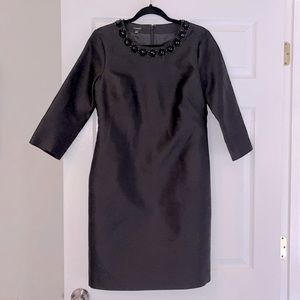 Talbots Black Sheath Dress with Gems on neckline Size 4